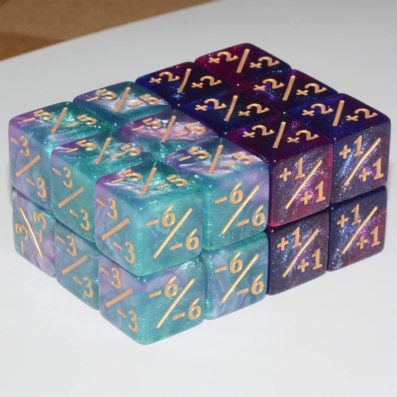 Anduin Wind Six Sided Dice Set, 24Pieces Galaxy Counter Dice Token Dice Tracking Counter for MTG CCG Card Gaming - Image 3